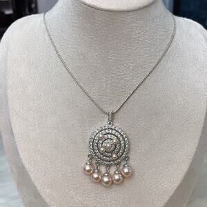 D’Orlan Silver-Tone Pearl & Crystal Pendant Necklace - Women Jewelry